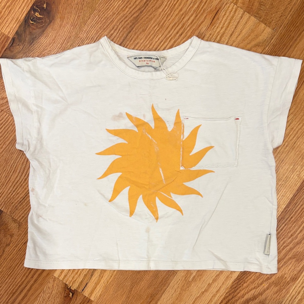 Kids White Tee with Orange Sun Graphic